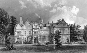 Façade ouest de Spains Hall, Essex, gravée par John Rogers, 1832 - William Henry Bartlett