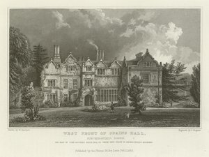 Façade ouest de Spains Hall, Finchingfield, Essex, la résidence de John Ruggles Brice, Esquire - William Henry Bartlett