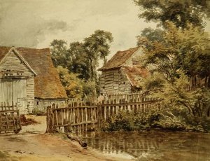 Cour de ferme avec étang - William Henry Hunt