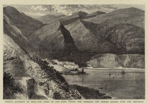Grave accident à Nice, le point de la route où la voiture et les chevaux ont roulé dans le précipice - William Henry James Boot