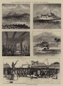 La guerre Ashantee, croquis à Elmina et Coomassie