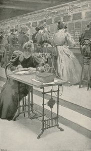 Au Travail dans une Salle de Téléphone - William Henry Margetson