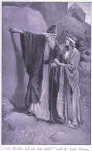 O, Merlin dis-moi ce sort ! dit la dame Niume - William Henry Margetson