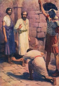Paul et Silas en prison, de The Bible Picture Book publié par Thomas Nelson, c.1950