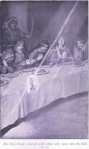 Le Saint Graal, couvert de soie blanche, est entré dans la salle