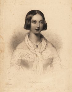 Jeune reine Victoria, début de la vingtaine. Gravure en acier par William Henry Mote d