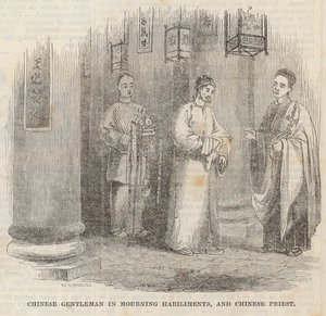 Gentleman chinois en habits de deuil et prêtre chinois