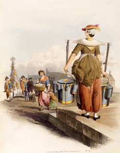 Une laitière, des Costumes de Grande-Bretagne, pub. Par Henry Miller, 1805 - William Henry Pyne