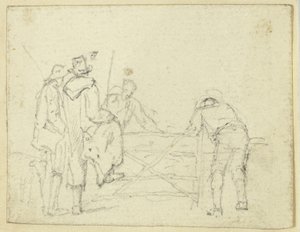Cinq figures à la porte - William Henry Pyne