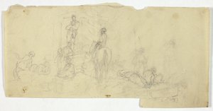 Groupe de paysans avec un homme à cheval - William Henry Pyne