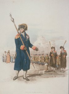 Bedeau paroissial en costume civique tenant un bâton, 1805
