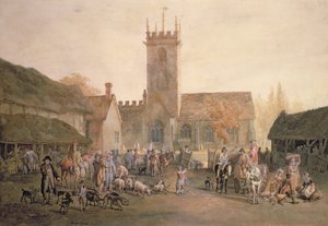 Marché aux cochons dans la cour de The Fountain Inn, Bedford, 1806 - William Henry Pyne