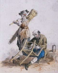 Deux réparateurs de chaises, personnages provinciaux, 1804 - William Henry Pyne