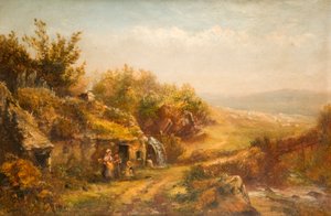 Cottage et roue de moulin - William Henry Vernon