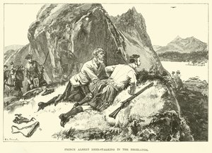 Prince Albert chassant le cerf dans les Highlands - William Heysham (after) Overend