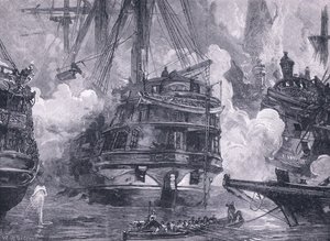 La bataille de Navarin en 1828 (lithographie) - William Heysham (after) Overend