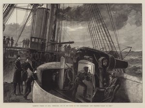Tourelle Barbette du HMS Temeraire, Une de la Flotte aux Dardanelles, Exercice de Tir, Prêt à tirer!