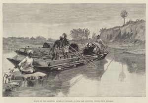 Bateaux sur la rivière Myettha à Gungaw, dans le pays de Yaw, nord-ouest de la Birmanie