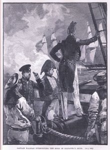 Le capitaine Walpole interceptant les navires du duc de Saldanha - William Heysham Overend