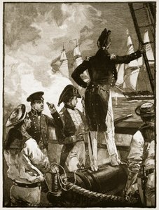 Le capitaine Walpole interceptant les navires du duc de Saldanha, illustration de 
