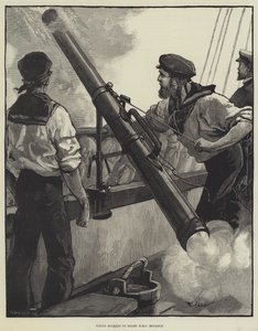 Tir de fusées à bord du HMS Monarch
