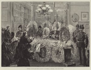 Funérailles du défunt prince Baudouin de Flandre à Bruxelles, la mise en bière