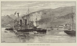 Le HMS Howe remorqué dans le port de Ferrol