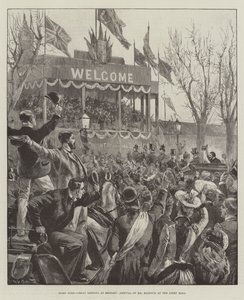 Home Rule, grande réunion à Belfast, arrivée de M. Balfour au Linen Hall - William Heysham Overend