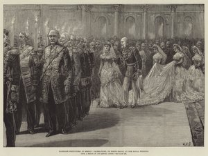 Festivités de mariage à Berlin, Fackel-Tanz, ou danse aux flambeaux, au mariage royal - William Heysham Overend