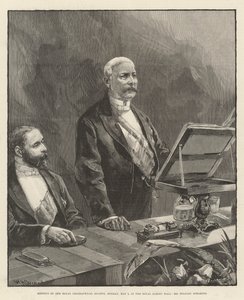 Réunion de la Royal Geographical Society, lundi 5 mai, au Royal Albert Hall, M. Stanley parlant