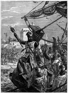 Richard I, Cœur de Lion débarquant à Jaffa Joppa, septembre 1191, vers 1880 - William Heysham Overend