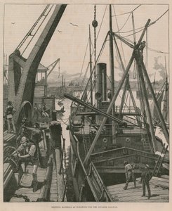 Expédition de matériel à Woolwich pour le chemin de fer de Souakim (gravure) - William Heysham Overend