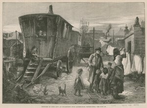 Croquis de la vie des gitans ; Un campement près de Latimer Road, Notting Hill (gravure) - William Heysham Overend