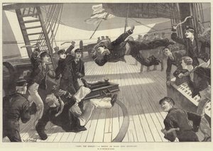 Lancez le singe ! Un croquis à bord du HMS Inconstant - William Heysham Overend