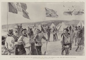 La crise orientale, scène sur le bastion du fort de terre des puissances à la périphérie de Canea, avec leurs drapeaux respectifs flottant - William Heysham Overend