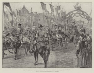Le prince héritier et la princesse de Roumanie nouvellement mariés à Bucarest, arrivant au palais royal - William Heysham Overend