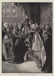 La reine conférant l
