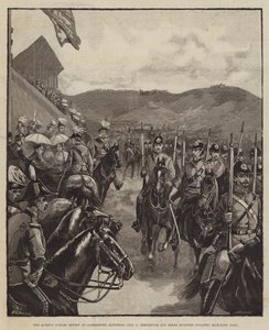 Revue du jubilé de la reine à Aldershott, samedi 9 juillet, infanterie montée de Brecknock et Berks défilant - William Heysham Overend