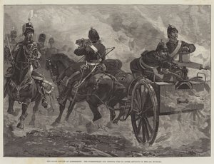 La revue royale à Aldershott, le canon Nordenfeldt ouvrant le feu pour couvrir l