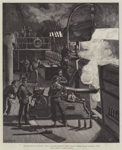 La situation à Souakim, HMS Albacore bombardant les forces d