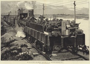 La Guerre en Égypte, le Train Blindé, avant du Train, avec un Canon Nordenfeldt