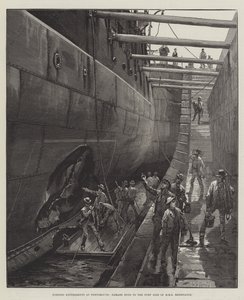 Expériences de torpilles à Portsmouth, dommages causés au côté bâbord du HMS Resistance