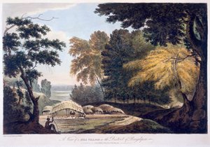 Village de Colline dans le District de Bauhelepoor, 1787 (aquatinte) - William Hodges