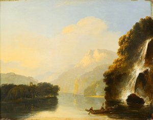 Cascade dans la baie de Dusky avec un canoë maori - William Hodges