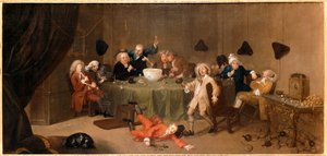Une conversation moderne de minuit ... (huile sur toile) - William Hogarth