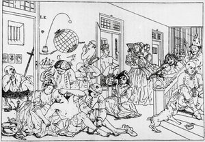 Bedlam, institution mentale, gravure de la série Le progrès du libertin - William Hogarth