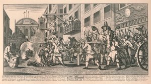 Brûler les Rumps à Temple Bar, Londres, 1726 - William Hogarth