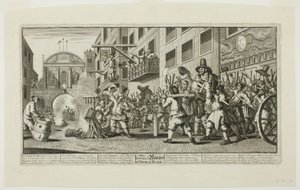 Brûler les croupes à Temple Bar, planche onze de Hudibras - William Hogarth