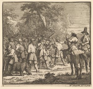 Première aventure de Hudibras Dix-sept petites illustrations pour Hudibras de Samuel Butler, 1721-26 - William Hogarth