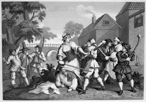 Hudibras Le chevalier se soumet à Trulla - William Hogarth